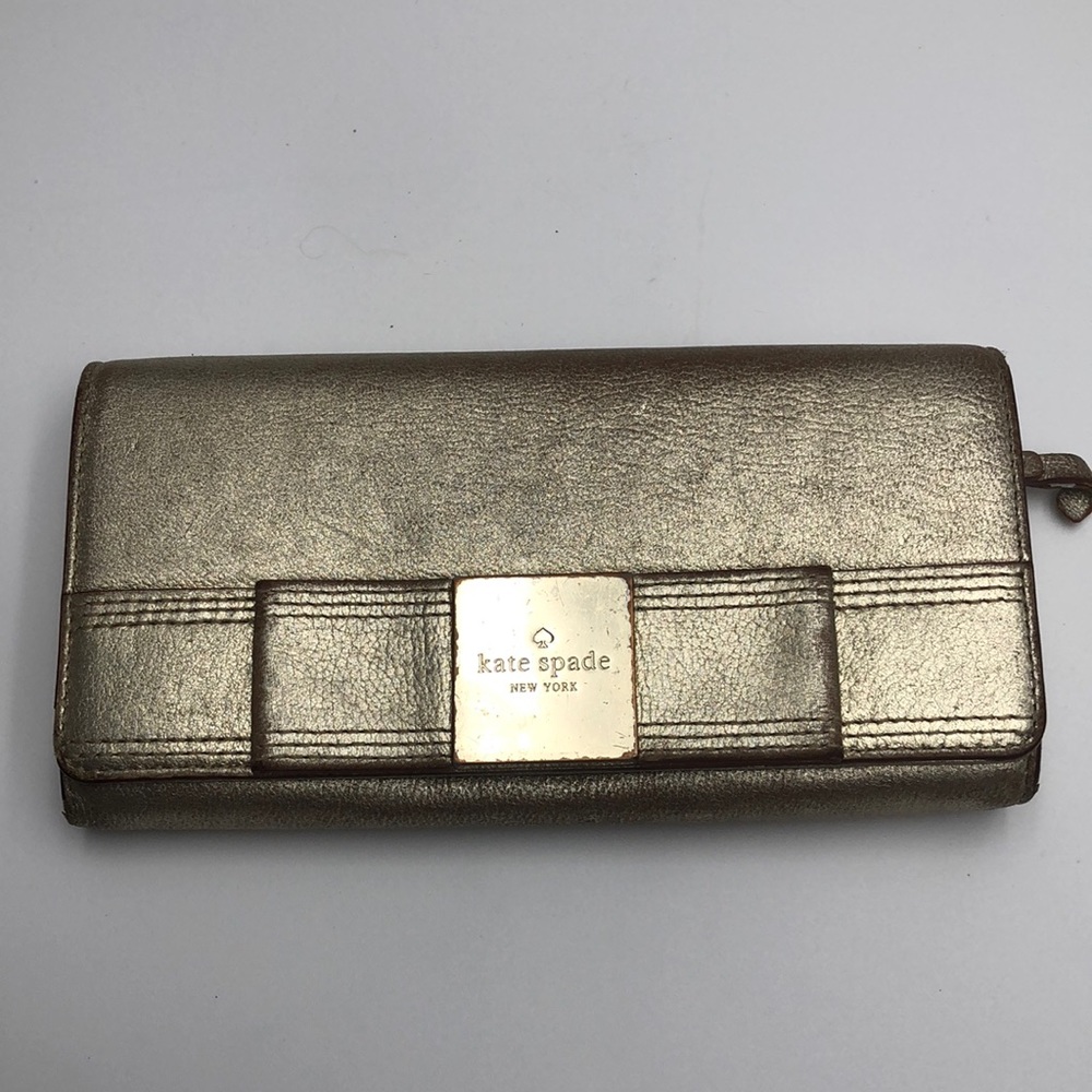 Kate Spade long metallic gold wallet